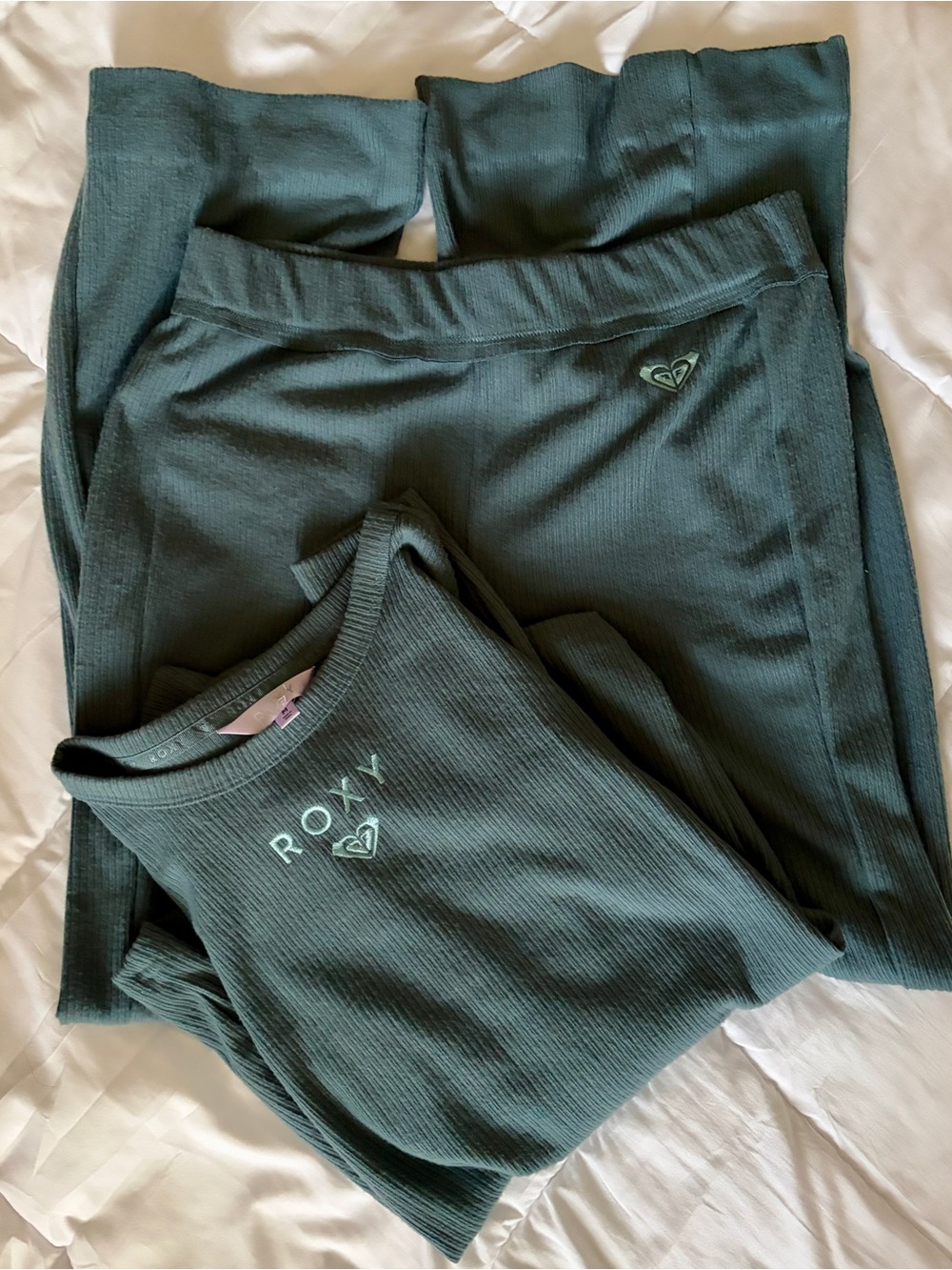 Roxy Forest Green Ribbed Active Set